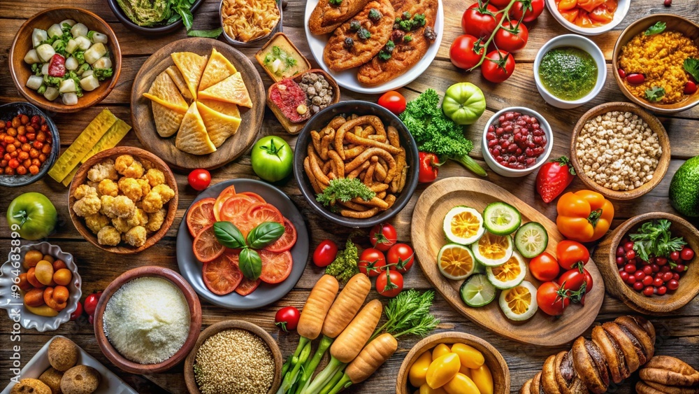 A colorful plate of fresh fruits and vegetables, showcasing a variety of healthy food options for a balanced diet A colorful plate of fresh fruits and vegetables, showcasing a variety of healthy food options for a balanced diet