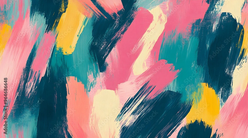 Obraz premium Abstract Background with Teal Pink and Yellow Brushstrokes