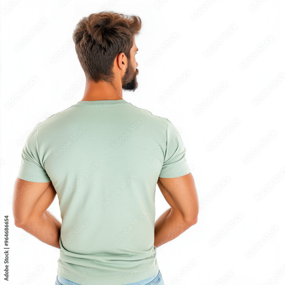 Man Standing Back On A White Background Man Standing Back On A White Background