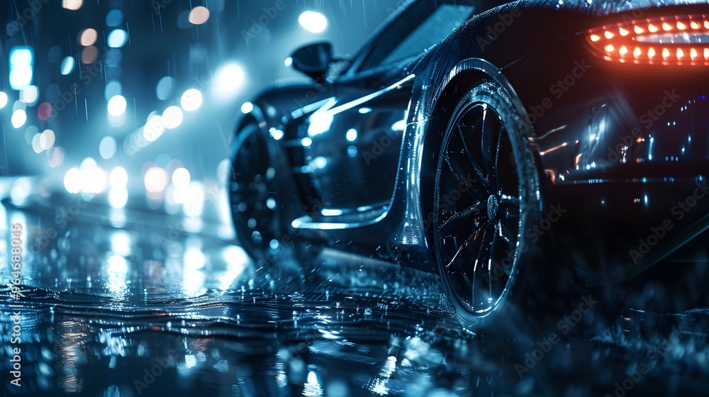 Luxury expensive car parked on dark background. modern luxury design gray car. Clean lines and detailed front view of modern automotive advertising Luxury expensive car parked on dark background. modern luxury design gray car. Clean lines and detailed front view of modern automotive advertising