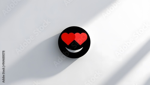 Black heart eyes, emotion, isolated on white background. photo