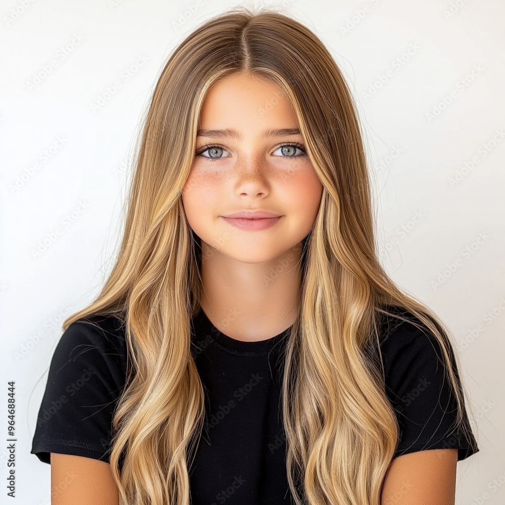 Naklejka premium Teen Sitting On A White Background