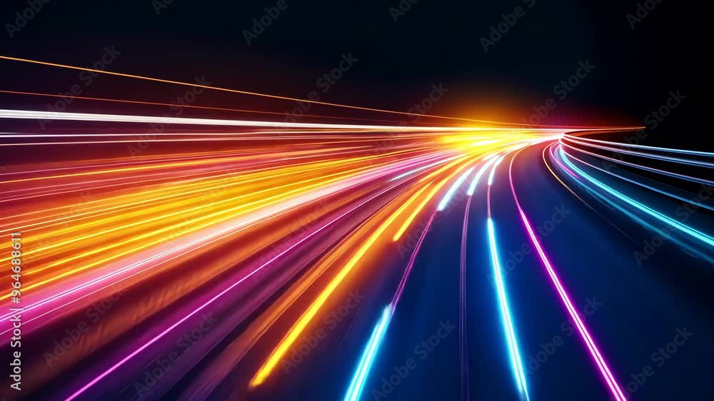 Colorful light trails on a dark road Colorful light trails on a dark road