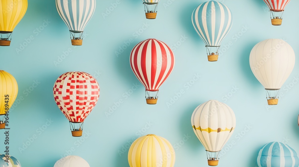 Fototapeta premium Colorful Hot Air Balloons in Sky Pattern