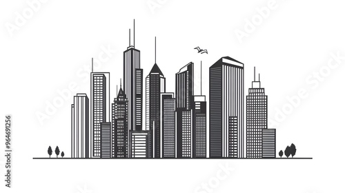 Modern Cityscape Skyline Silhouette Illustration