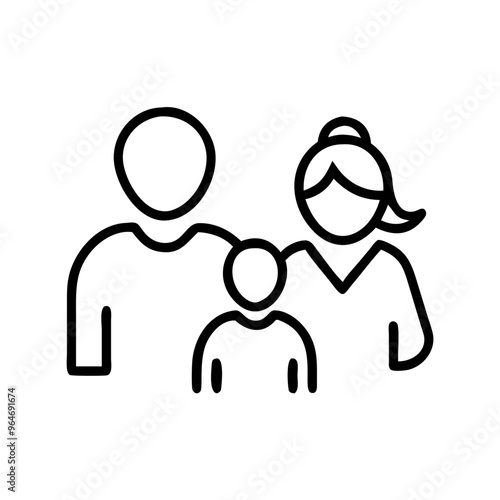  Black icon of a family with mother, father, and child 