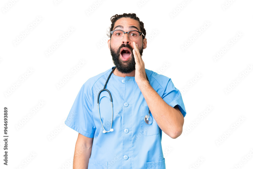 Young doctor man over isolated chroma key background with surprise and shocked facial expression Young doctor man over isolated chroma key background with surprise and shocked facial expression