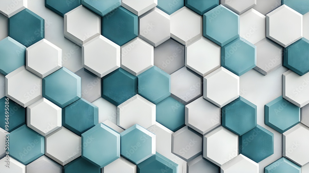 Abstract Geometric Hexagon Pattern in Blue and White Abstract Geometric Hexagon Pattern in Blue and White