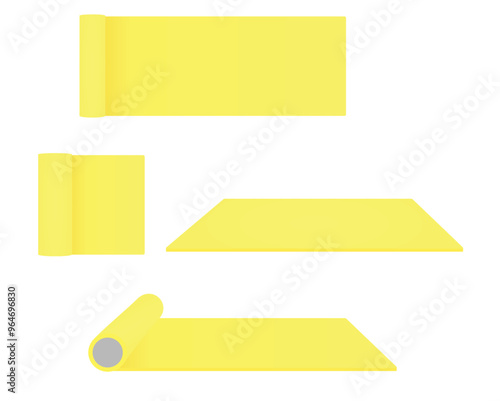 Yellow exercise mat. vector illustration