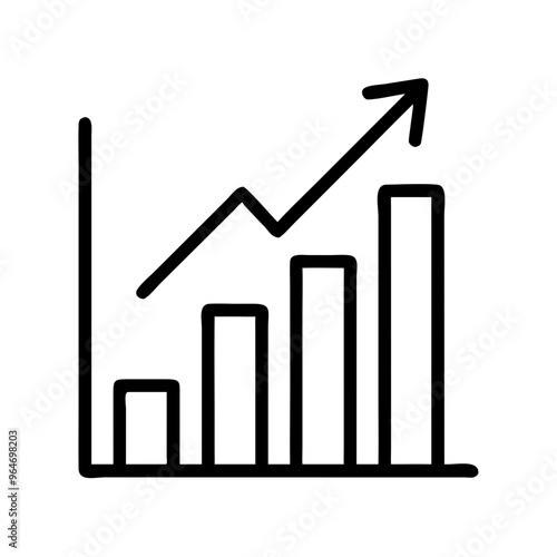 Black Growth Chart Icon for Analytics and Statistics