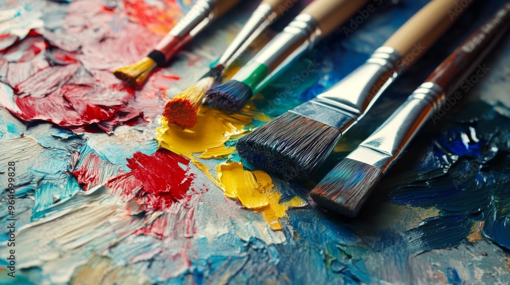 Obraz premium Vibrant Palette with Brushes