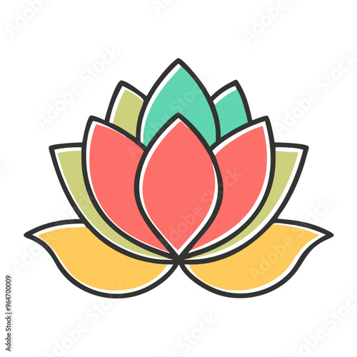 Colorful lotus icon
