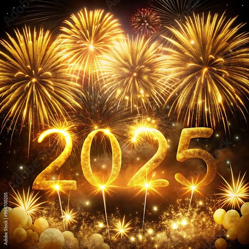 Sparkling Happy new year 2025. the new year in a joyful and festive in 2025