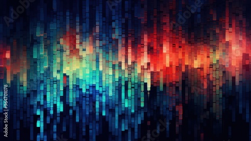 Wallpaper Mural Abstract Digital Glitches Mosaic Pattern Background with Gradient. Vibrant Colors, Pixelated Texture Torontodigital.ca