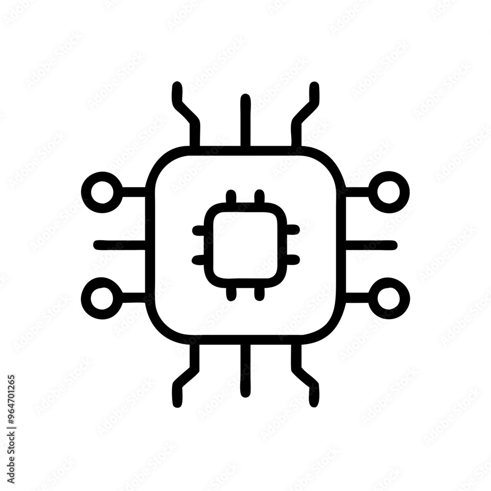 Black Microchip Icon for Information Technology Black Microchip Icon for Information Technology