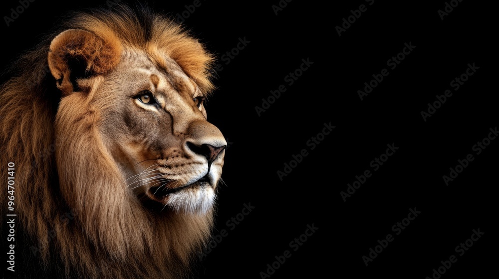 Fototapeta premium Majestic Lion Profile on Black Background
