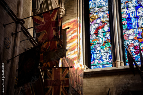 Photography stained glass window in church