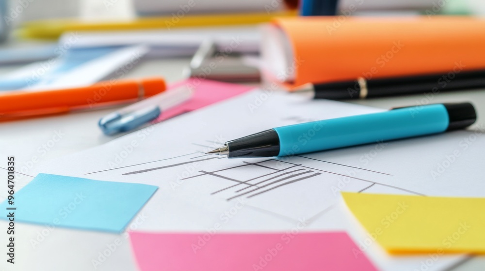 Colorful Office Supplies on Desk Colorful Office Supplies on Desk