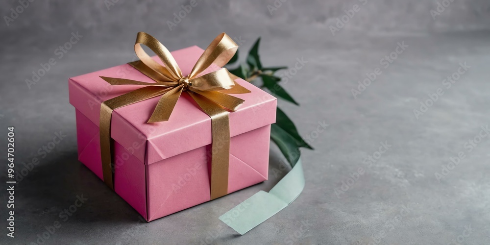 beautiful pink gift box on a pastel gray aesthetic background with space for text, concept for Birthday or Christmas or Valentines Day beautiful pink gift box on a pastel gray aesthetic background with space for text, concept for Birthday or Christmas or Valentines Day
