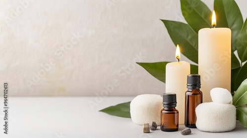 Aromatherapy session with essential oils and candles, illustrating holistic self-care practices