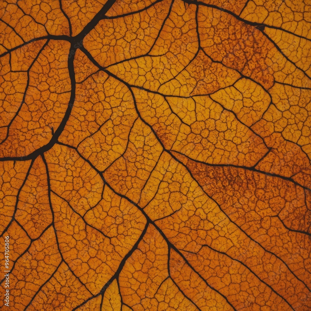 Close-up of an intricate autumn leaf texture in warm orange colors for detailed nature studies Close-up of an intricate autumn leaf texture in warm orange colors for detailed nature studies
