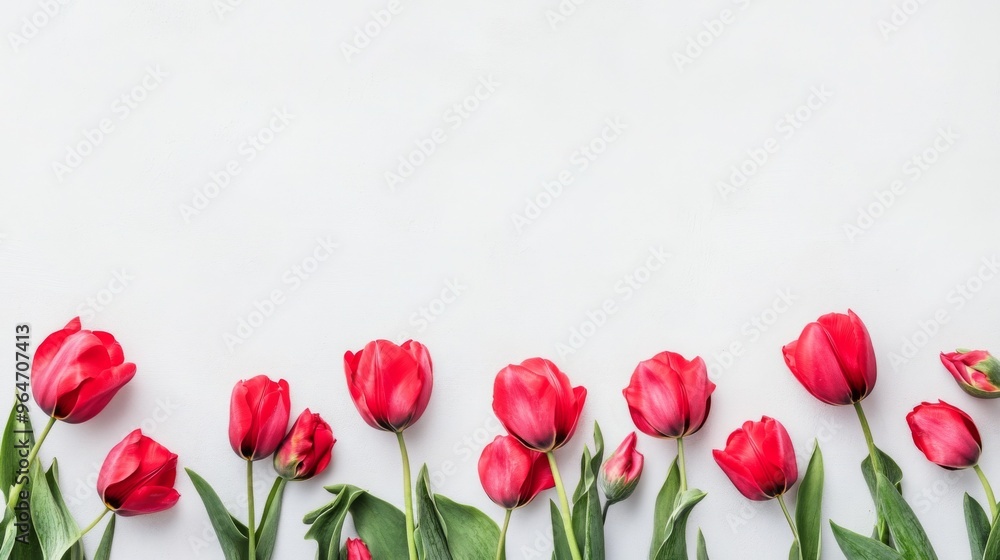 Beautiful Red Tulips on White Background Beautiful Red Tulips on White Background
