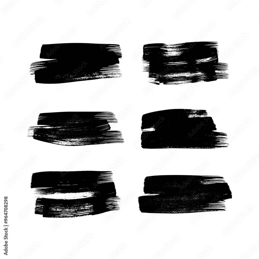 Set of black hand drawn brush strokes Set of black hand drawn brush strokes