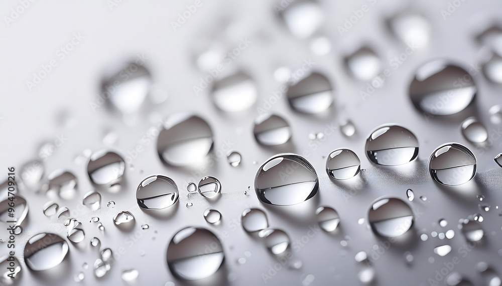 A large number of small, shiny, clear droplets of water A large number of small, shiny, clear droplets of water