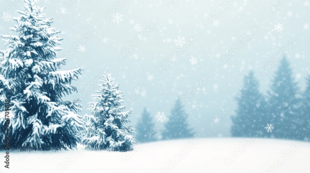 Fototapeta premium Winter Wonderland with Snowy Trees