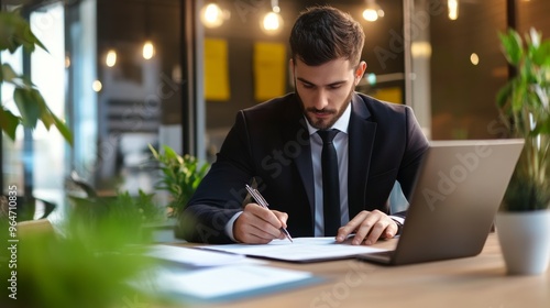 Professional Man Working in Modern Office