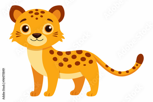  Cute cheetah cartoon no background vector art illustration photo