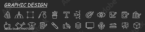 Set of thin line web icons of graphic design, creative process and project workflow. Premium quality icons for website, mobile website and app design