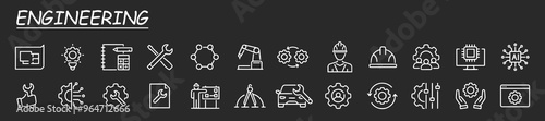 Engineering icons. Repair concept outline icons set isolated on white background flat vector illustration.