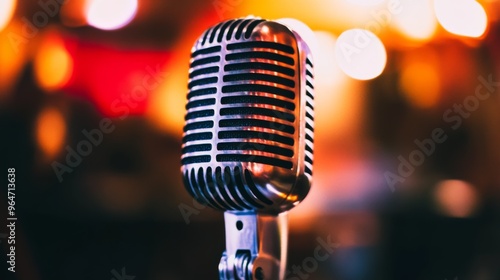 Vintage Microphone in a Dimly Lit Setting