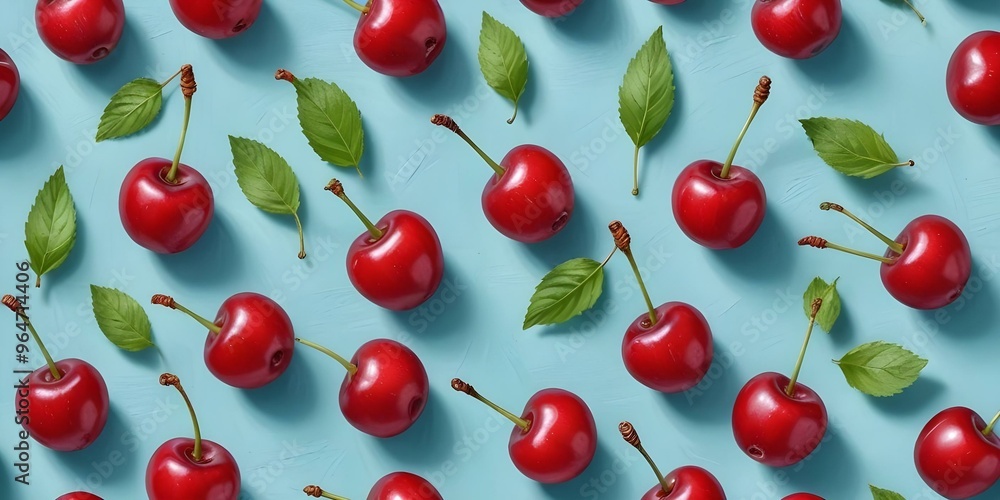 cherries on blue background cherries on blue background