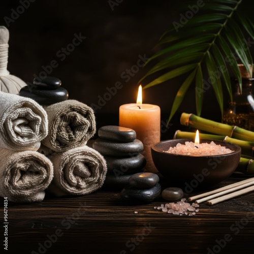Beauty spa treatment with candles