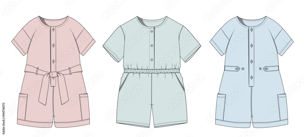 Kids Playsuit vector illustrations Kids Playsuit vector illustrations