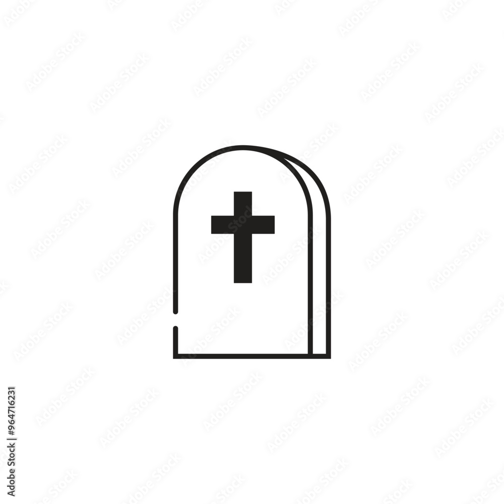 Fototapeta premium Minimalist rip gravestone icon depicting death