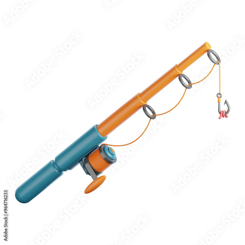 Premium fishing rod icon 3d rendering on isolated background