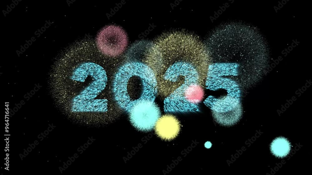 Bonne Année french greeting, Happy New Year 2025 with Colorful Fireworks 