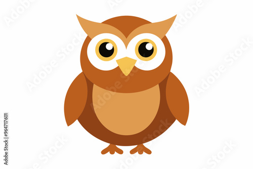  Cute owl cartoon on white background vector art illustration photo