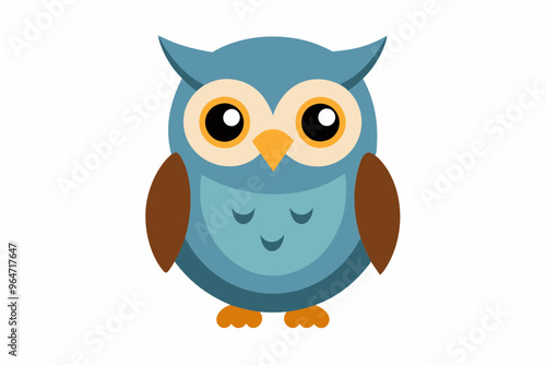  Cute owl cartoon on white background vector art illustration