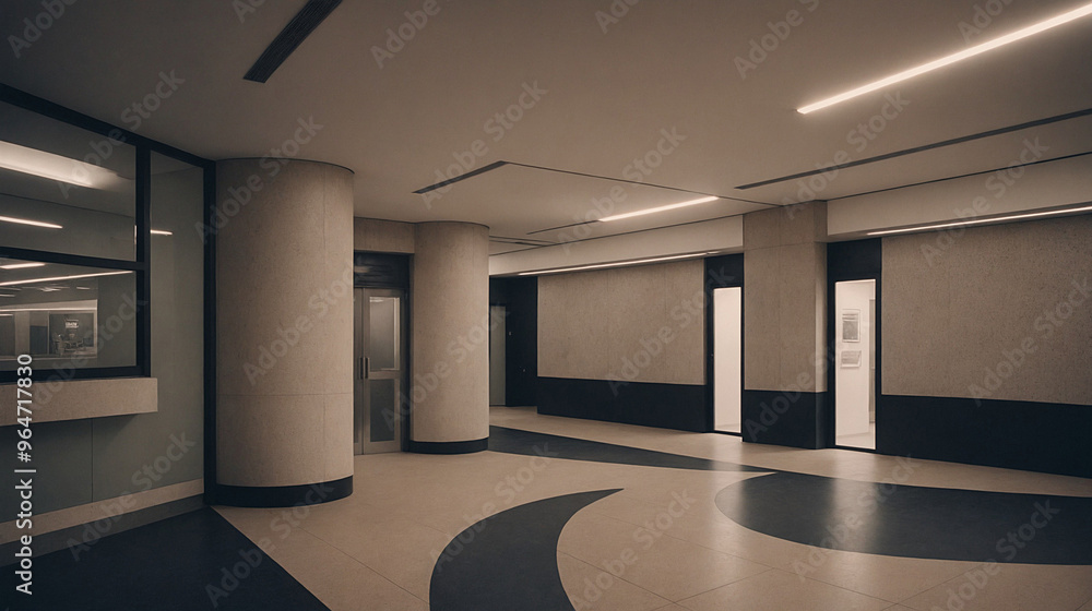 An empty walkway or substation, an empty metro station or lobby interior design image. An empty walkway or substation, an empty metro station or lobby interior design image.