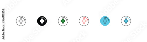 hospital,life, hospital, clinic, medicine, plus symbol design flat stroke first aid cross icon set medical health care vector illustration design. 