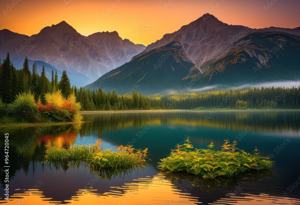 vibrant sunrise over serene mountain lake stunning reflections lush surroundings, adventure, air, atmosphere, backdrops, beauty, bright, calm, camping vibrant sunrise over serene mountain lake stunning reflections lush surroundings, adventure, air, atmosphere, backdrops, beauty, bright, calm, camping