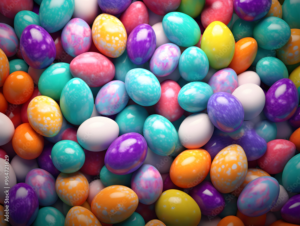 A collection of colorful and vibrant Easter eggs with various abstract patterns, featuring a lively mix of hues and designs, creating a festive and joyful atmosphere. A collection of colorful and vibrant Easter eggs with various abstract patterns, featuring a lively mix of hues and designs, creating a festive and joyful atmosphere.