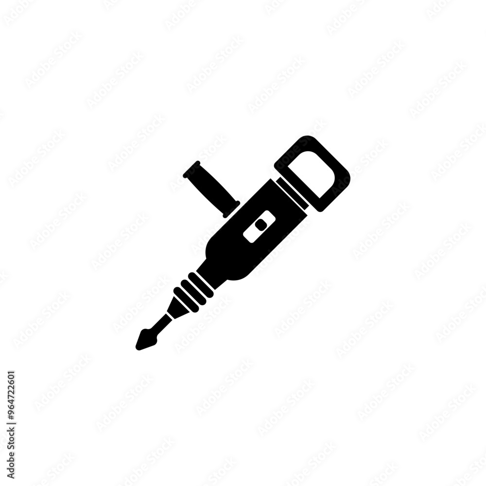 Black vector icon of a power hammer drill, perfect for construction themes. Black vector icon of a power hammer drill, perfect for construction themes.