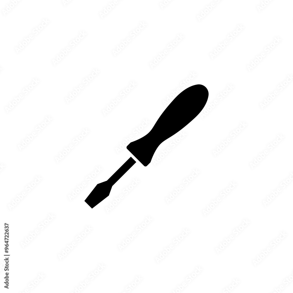Fototapeta premium Black silhouette of a simple, clear screwdriver icon.