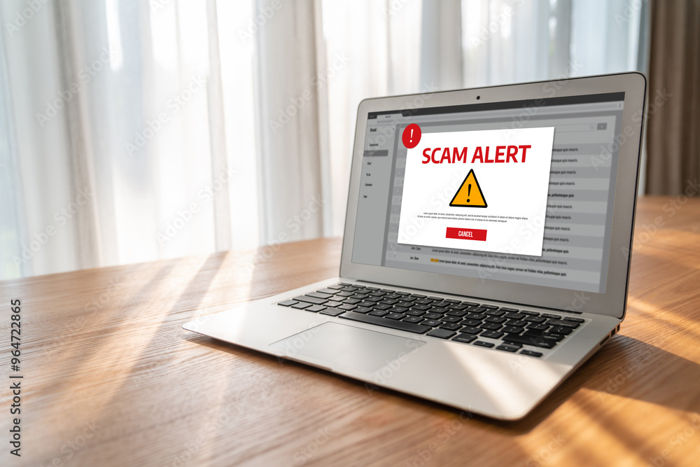 Cyber security software show alert of cyber attack for protection snugly. Danger from virus, phishing and cyber fraud. Cyber security software show alert of cyber attack for protection snugly. Danger from virus, phishing and cyber fraud.