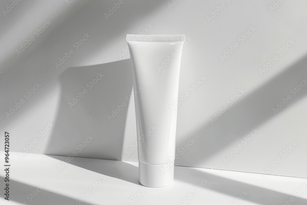 a white tube sitting on top of a white table a white tube sitting on top of a white table